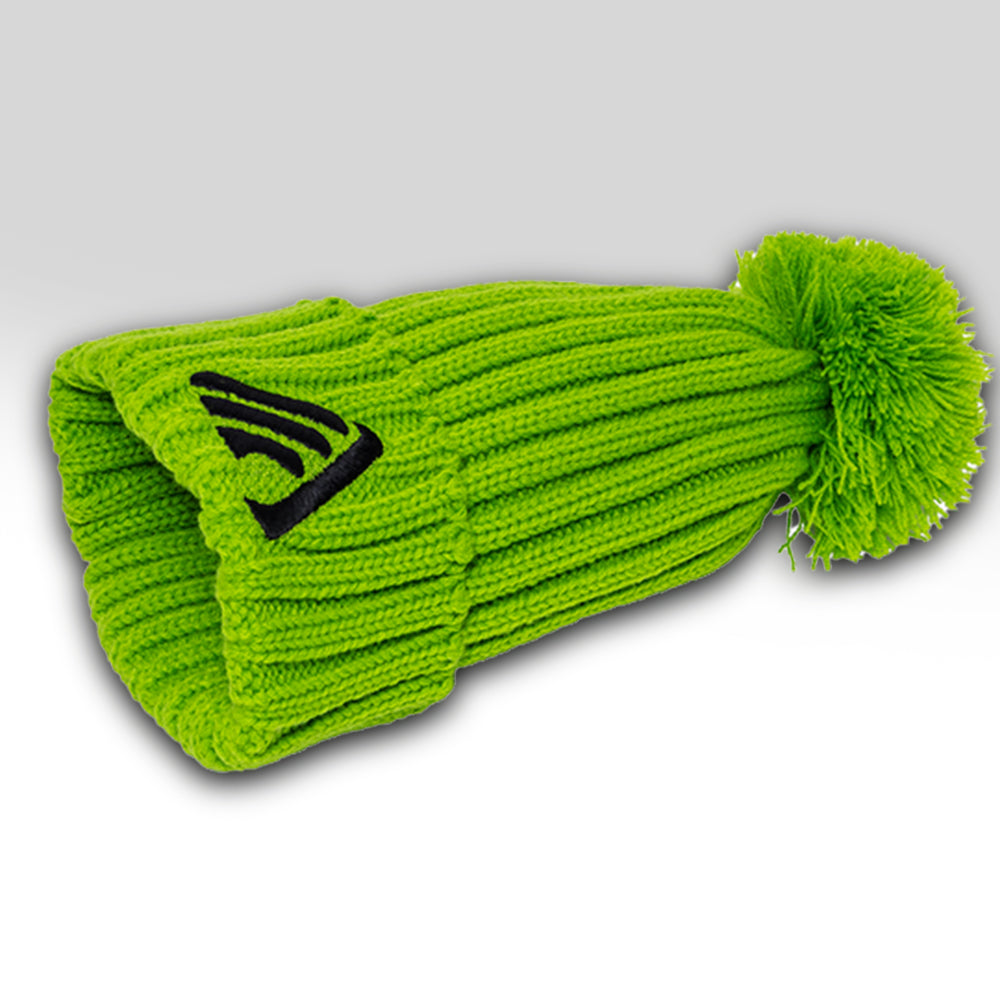 green logo knitted beanie hat